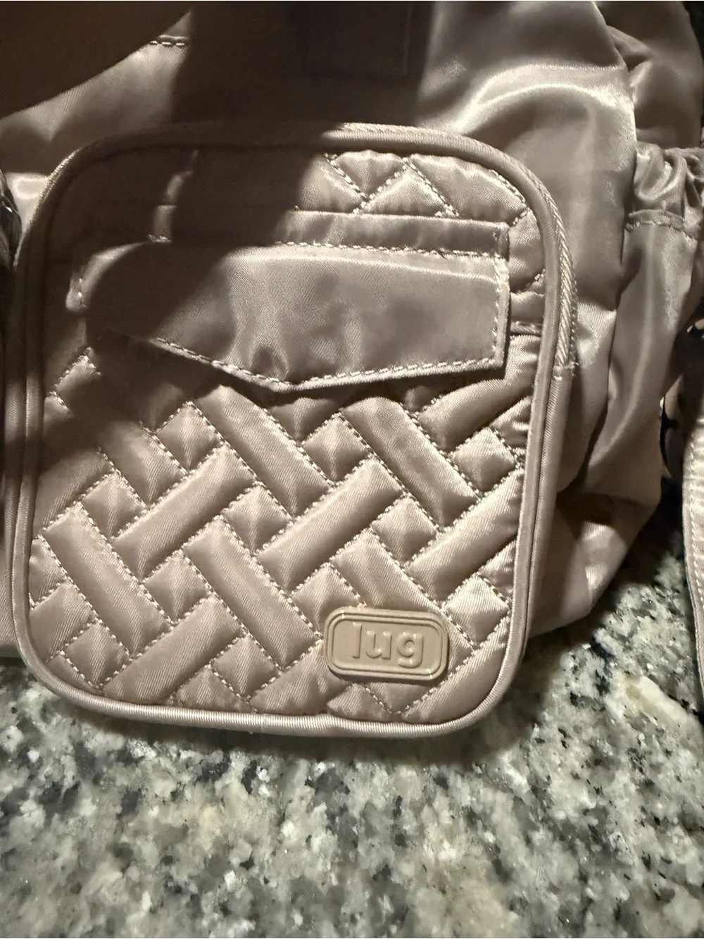Lug Quilted Crossbody Bag in Taupe